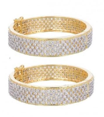 Ethnic Gold Plated Ad CZ Bangles Set Online Purchase